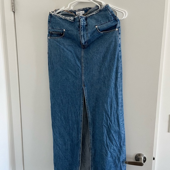 Frame Cut-Off Waist Denim Maxi Skirt - Picture 3 of 8